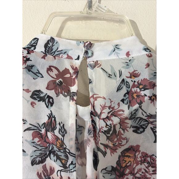 Cliche‎ Y2K Ruffle Floral Flower Sheer Open Back Blouse Shirt Womens Small - Picture 5 of 8
